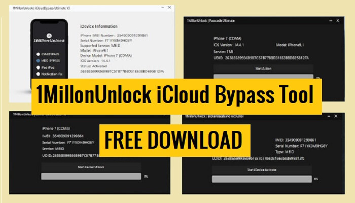 1MillonUnlock iCloud Bypass Tool Free Download | latest Version | 100% Working