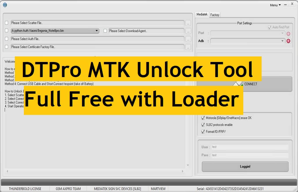 DTPro MTK Unlock Tool Full Free Download Without Activation