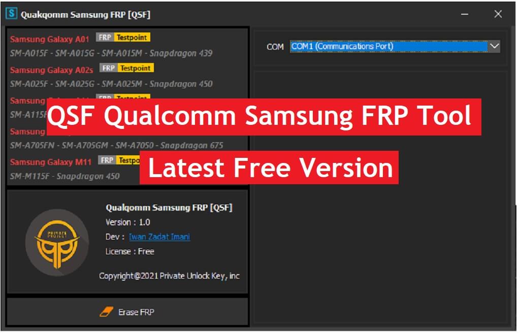 Download QSF Qualcomm Samsung FRP Tool V1.0 Free Latest Version